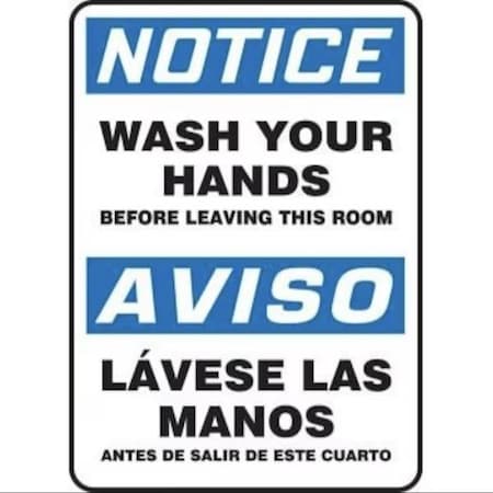 Accuform BILINGUAL OSHA NOTICE Safety Sign WASH SBMRST803XT